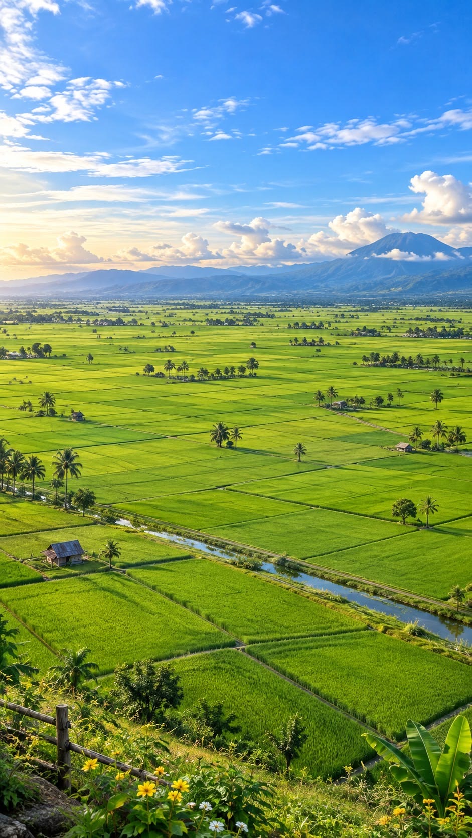 Green paddy fields